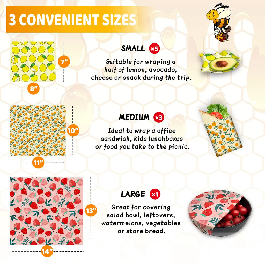 Beeswax Food Wraps - 3-Piece Reusable Set