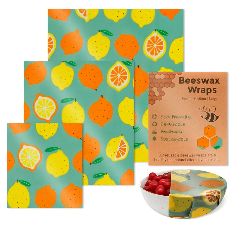 Beeswax Food Wraps - 3-Piece Reusable Set