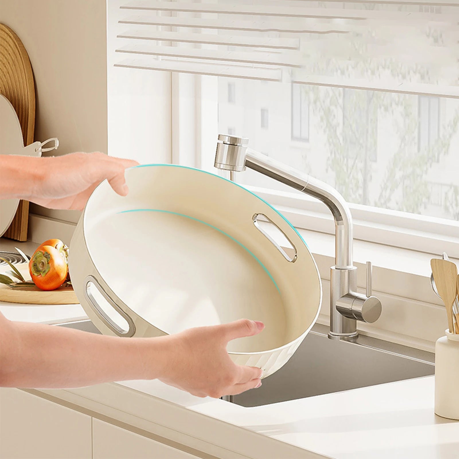 Rotating Storage Tray - Creamy White Countertop Organizer