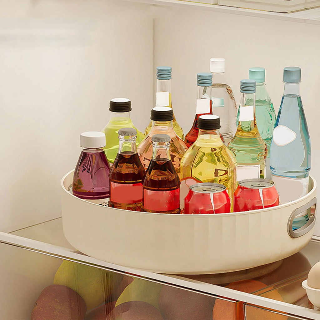 Rotating Storage Tray - Creamy White Countertop Organizer